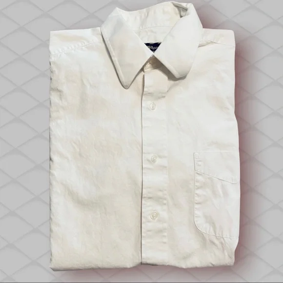 Men’s Club Room Shirt White Large Regular Fit Short Sleeves Collar Button Down - Picture 2 of 5